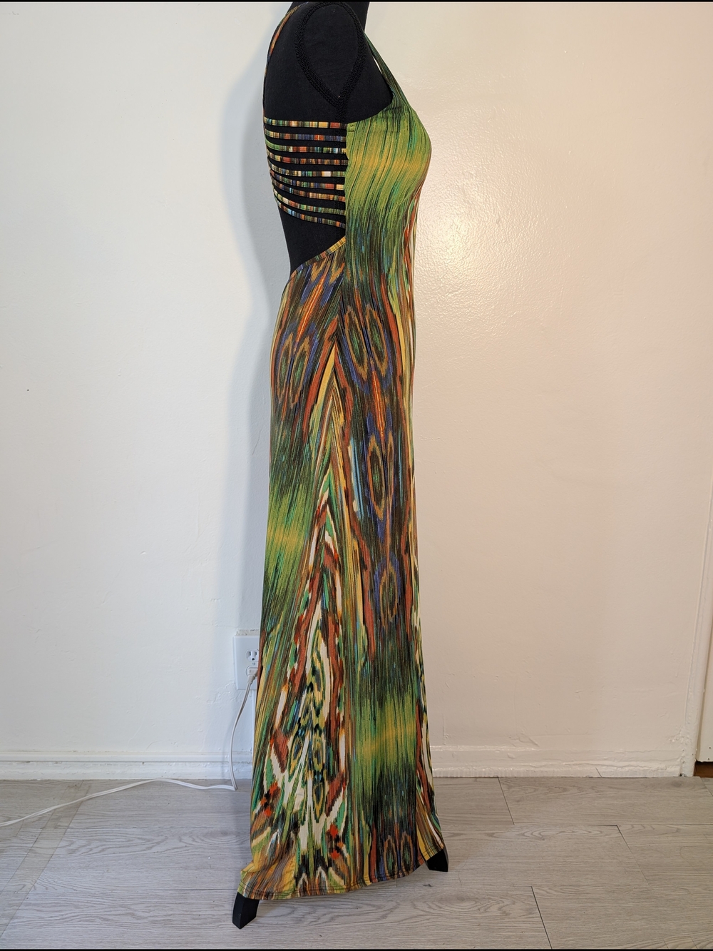 Multi-Color Patterned Cutout Maxi Dress - Picture 7 of 13
